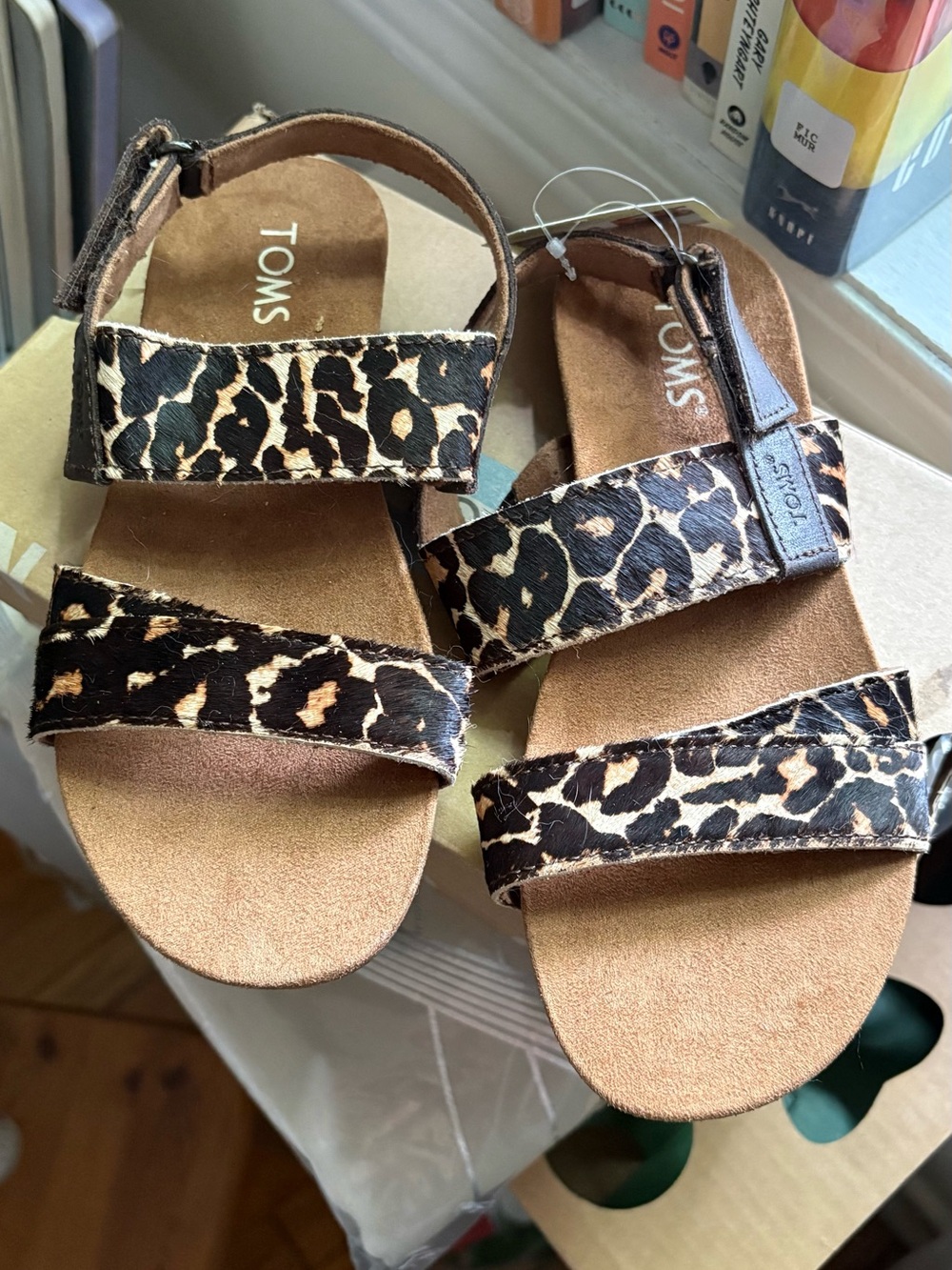 TOMS “Tierra” Leopard-Print Adjustable Strap Sandals - Brown/Tan